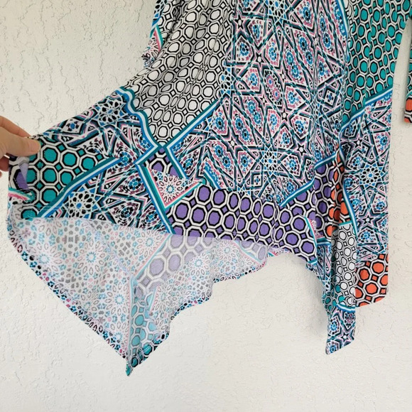 Westbound 3/4 Sleeve Tunic Blouse Asymmetrical Multicolor Womans PM - Picture 5 of 9